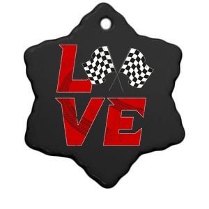 Race Car Checker Flag Love Auto Racing Meaningful Gift Ceramic Star Ornament