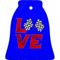 Race Car Checker Flag Love Auto Racing Meaningful Gift Ceramic Bell Ornament