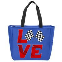 Race Car Checker Flag Love Auto Racing Meaningful Gift Zip Tote Bag