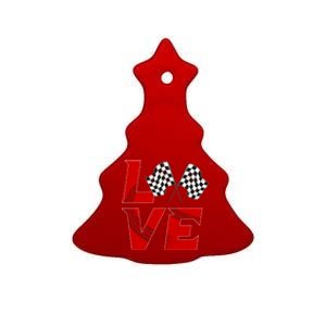 Race Car Checker Flag Love Auto Racing Meaningful Gift Ceramic Tree Ornament