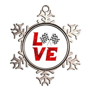 Race Car Checker Flag Love Auto Racing Meaningful Gift Metallic Star Ornament