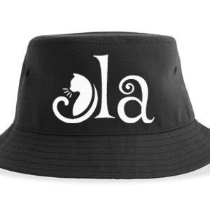 Retro Cat Comma La Kamala Harris 2024 Presidential Campaign Sustainable Bucket Hat