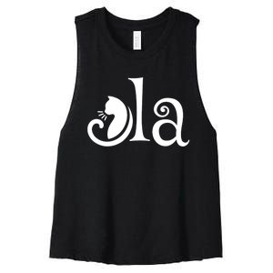 Retro Cat Comma La Kamala Harris 2024 Presidential Campaign Women's Racerback Cropped Tank