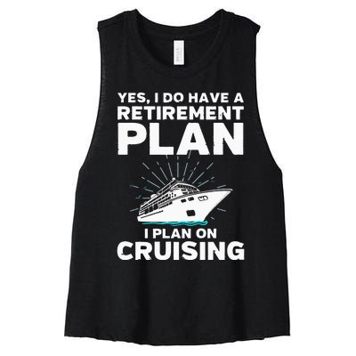 Retirement Cool Cruising Art For Cruise Ship Women's Racerback Cropped Tank