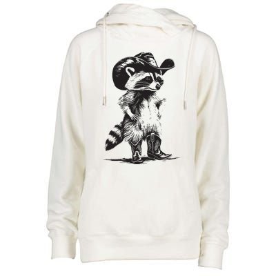 Raccoon Cowboy Cowgirl Trash Panda Western Country Womens Funnel Neck Pullover Hood