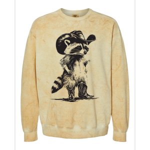 Raccoon Cowboy Cowgirl Trash Panda Western Country Colorblast Crewneck Sweatshirt