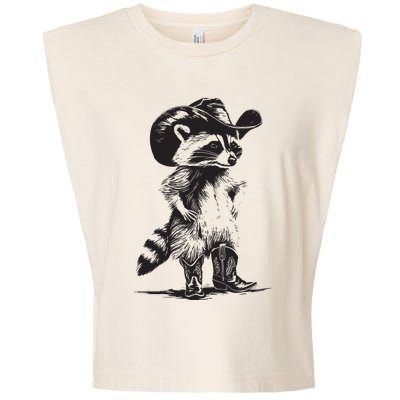 Raccoon Cowboy Cowgirl Trash Panda Western Country Garment-Dyed Women's Muscle Tee