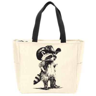 Raccoon Cowboy Cowgirl Trash Panda Western Country Zip Tote Bag
