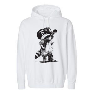 Raccoon Cowboy Cowgirl Trash Panda Western Country Garment-Dyed Fleece Hoodie