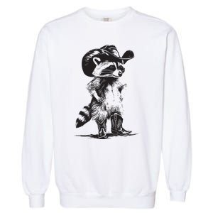 Raccoon Cowboy Cowgirl Trash Panda Western Country Garment-Dyed Sweatshirt