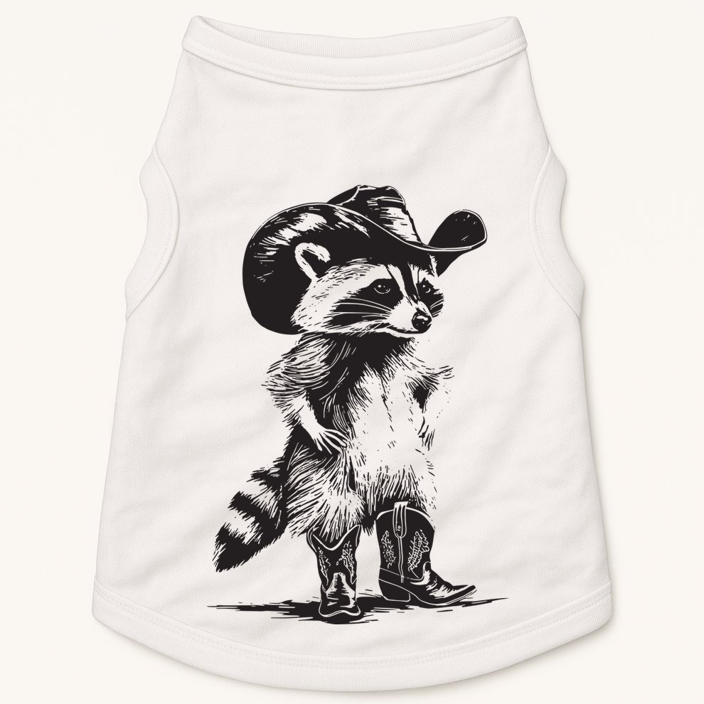 Raccoon Cowboy Cowgirl Trash Panda Western Country Doggie Tank