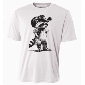 Raccoon Cowboy Cowgirl Trash Panda Western Country Cooling Performance Crew T-Shirt