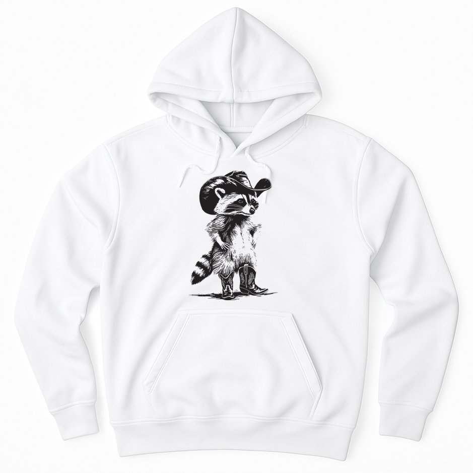 Raccoon Cowboy Cowgirl Trash Panda Western Country Hoodie