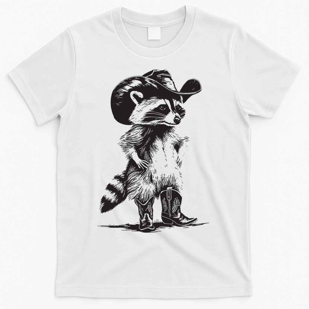 Raccoon Cowboy Cowgirl Trash Panda Western Country T-Shirt