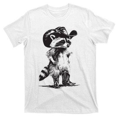 Raccoon Cowboy Cowgirl Trash Panda Western Country T-Shirt