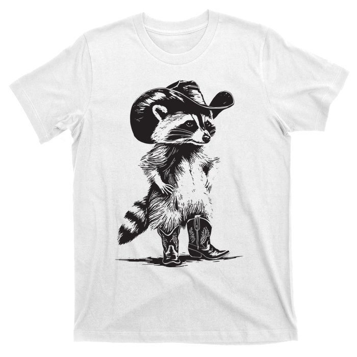 Raccoon Cowboy Cowgirl Trash Panda Western Country T-Shirt