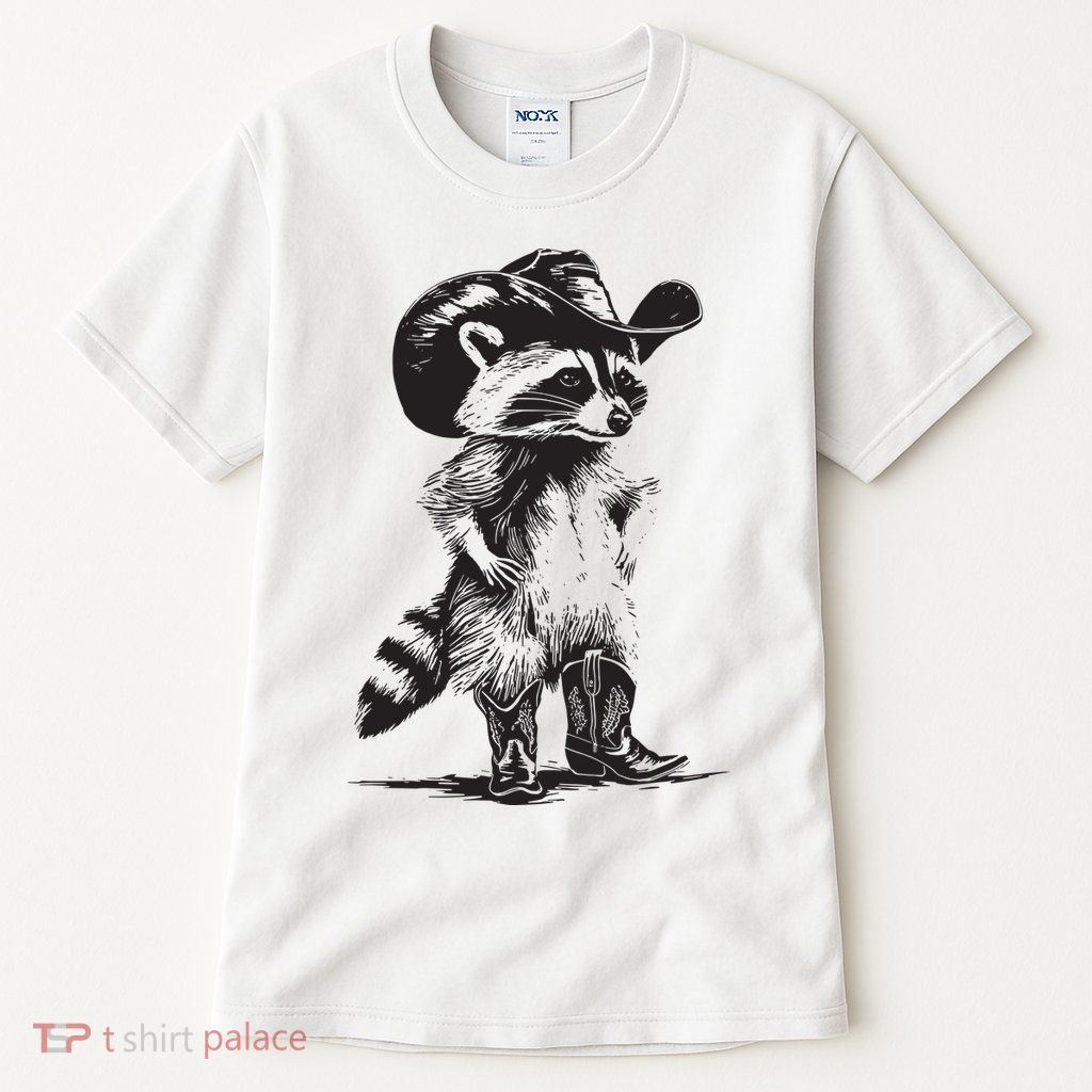 Raccoon Cowboy Cowgirl Trash Panda Western Country Tall T-Shirt