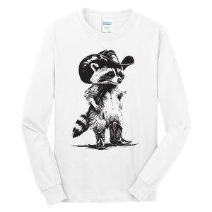 Raccoon Cowboy Cowgirl Trash Panda Western Country Tall Long Sleeve T-Shirt