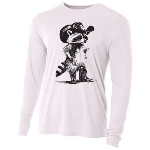 Raccoon Cowboy Cowgirl Trash Panda Western Country Cooling Performance Long Sleeve Crew