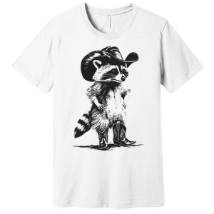 Raccoon Cowboy Cowgirl Trash Panda Western Country Premium T-Shirt