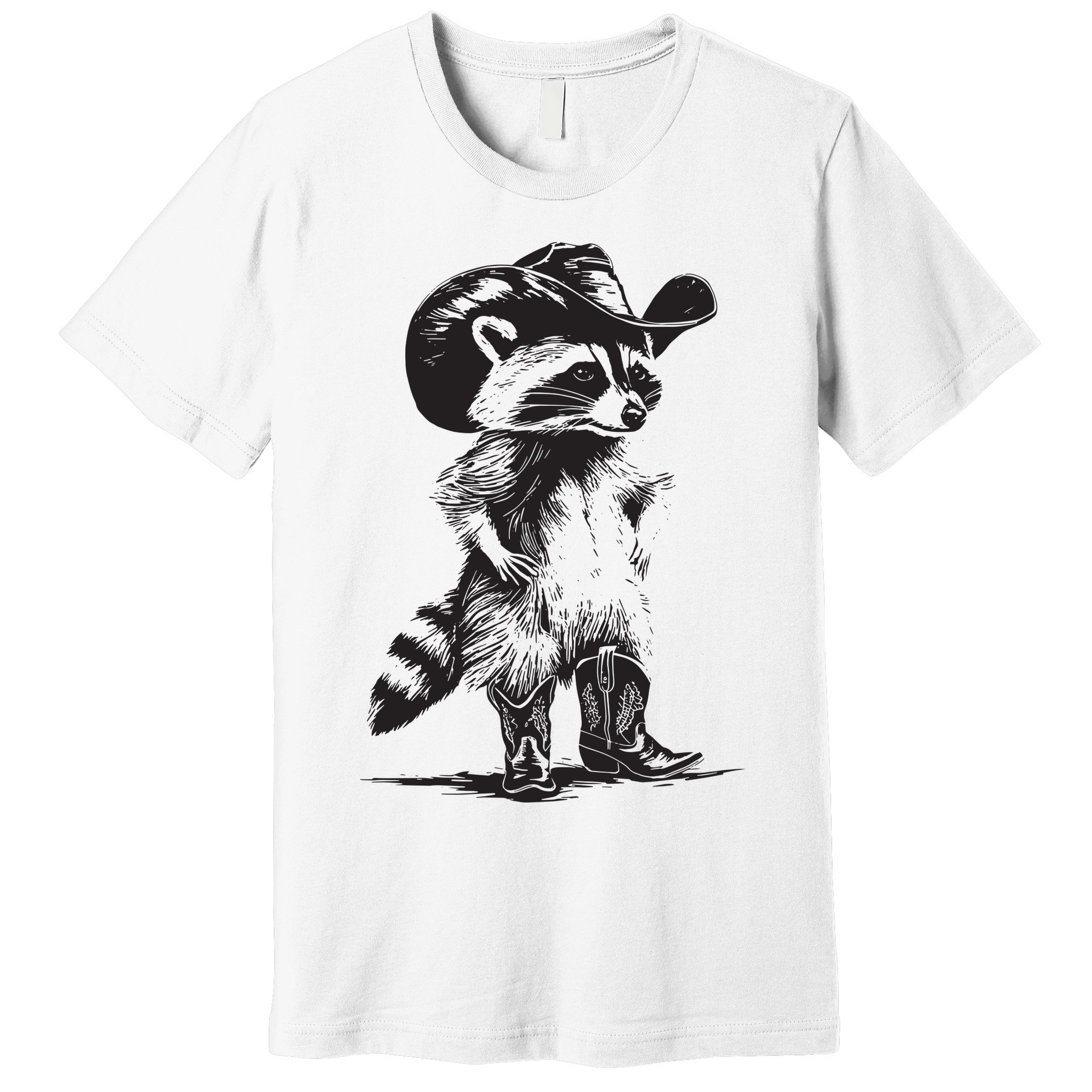 Raccoon Cowboy Cowgirl Trash Panda Western Country Premium T-Shirt