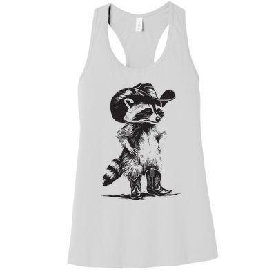 Raccoon Cowboy Cowgirl Trash Panda Western Country Women's Racerback Tank