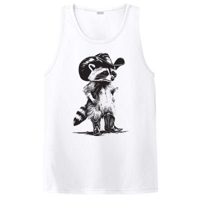 Raccoon Cowboy Cowgirl Trash Panda Western Country PosiCharge Competitor Tank