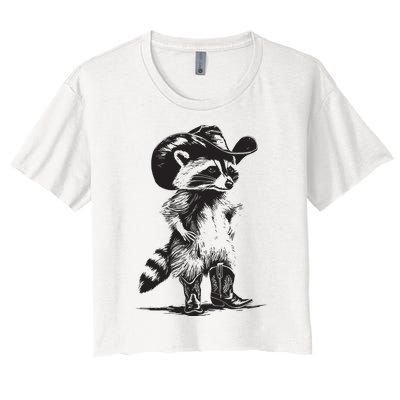 Raccoon Cowboy Cowgirl Trash Panda Western Country Women's Crop Top Tee