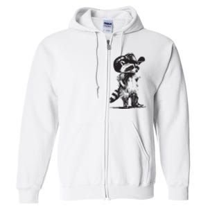 Raccoon Cowboy Cowgirl Trash Panda Western Country Full Zip Hoodie