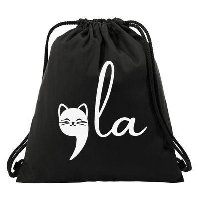 Retro Cat Comma La Kamala Harris For President 2024 Election Drawstring Bag