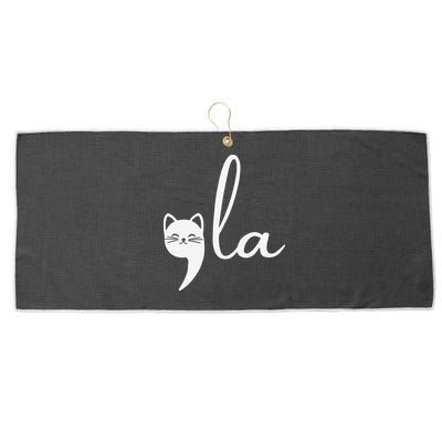 Retro Cat Comma La Kamala Harris For President 2024 Election Large Microfiber Waffle Golf Towel