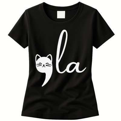 Retro Cat Comma La Kamala Harris For President 2024 Election Womens T-Shirt