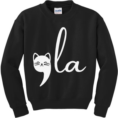Retro Cat Comma La Kamala Harris For President 2024 Election Kids Sweatshirt