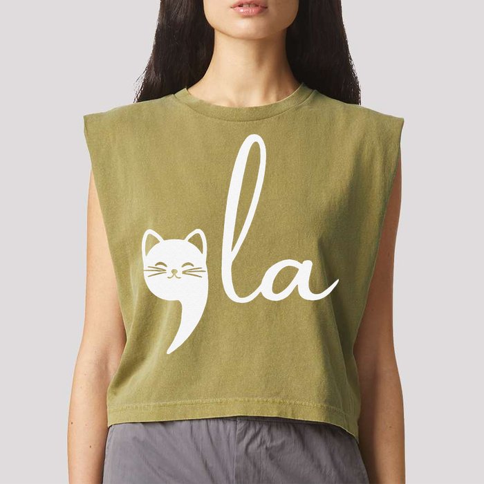 Retro Cat Comma La Kamala Harris For President 2024 Election Garment-Dyed Women's Muscle Tee