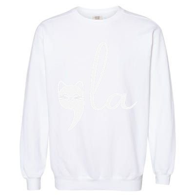 Retro Cat Comma La Kamala Harris For President 2024 Election Garment-Dyed Sweatshirt