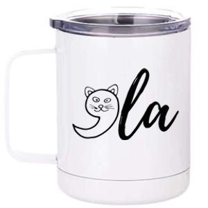 Retro Cat Comma La Kamala Harris For President Funny Cat 12 oz Stainless Steel Tumbler Cup