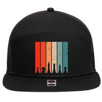 Retro Chess Chessboard Chess Character Chess Pieces 7 Panel Mesh Trucker Snapback Hat