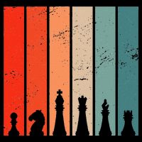 Retro Chess Chessboard Chess Character Chess Pieces Full-Length Apron With Pockets