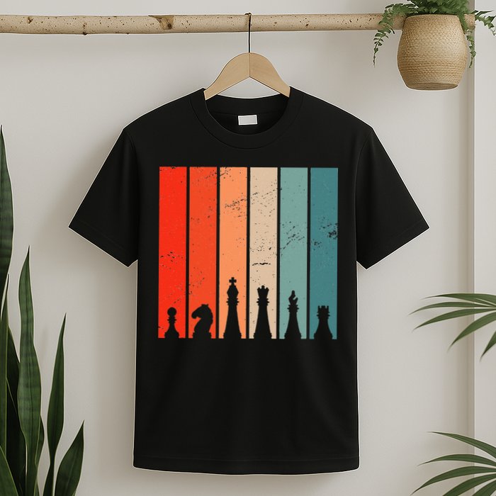 Retro Chess Chessboard Chess Character Chess Pieces T-Shirt