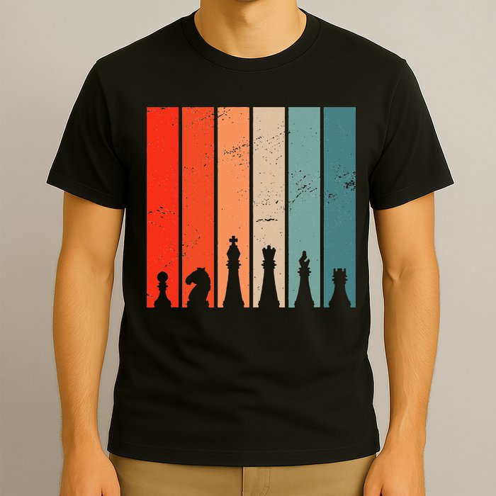 Retro Chess Chessboard Chess Character Chess Pieces T-Shirt