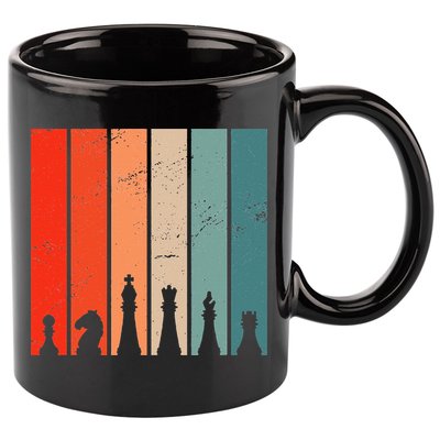 Retro Chess Chessboard Chess Character Chess Pieces 11oz C Handle Ceramic Mug