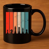 Retro Chess Chessboard Chess Character Chess Pieces 11oz C Handle Ceramic Mug