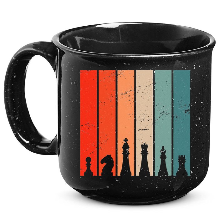 Retro Chess Chessboard Chess Character Chess Pieces 15oz Campfire Ceramic Mug