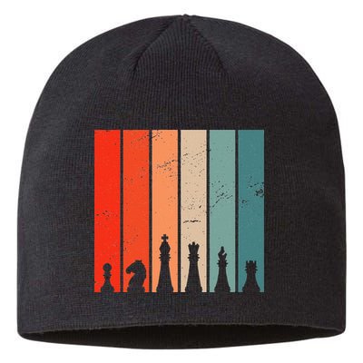 Retro Chess Chessboard Chess Character Chess Pieces Sustainable Beanie