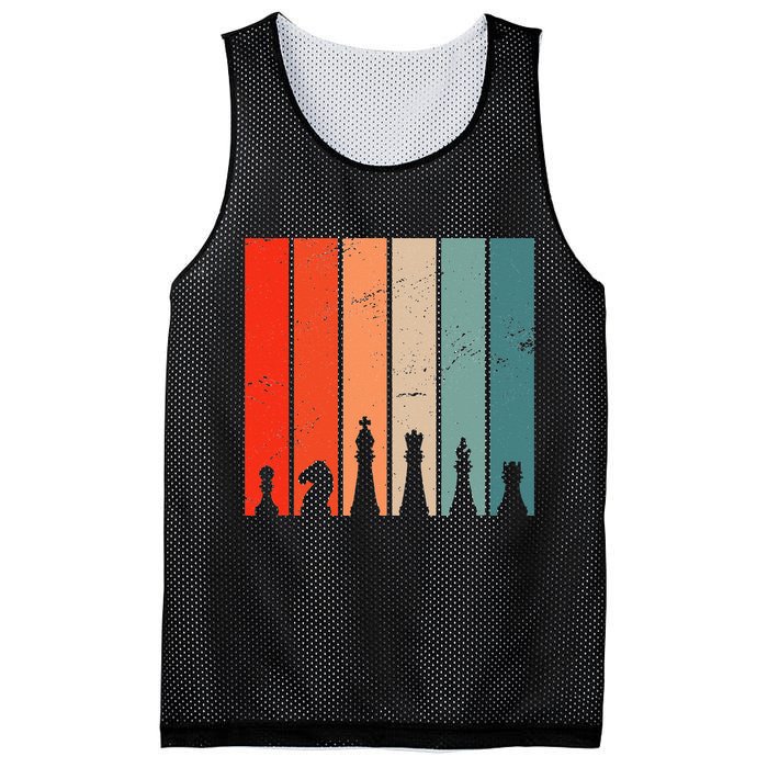 Retro Chess Chessboard Chess Character Chess Pieces Mesh Reversible Basketball Jersey Tank