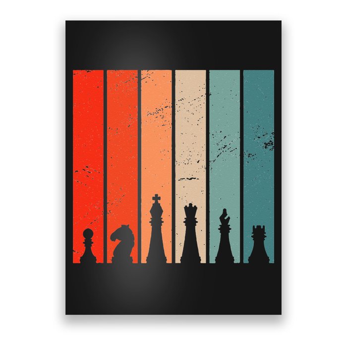 Retro Chess Chessboard Chess Character Chess Pieces Poster