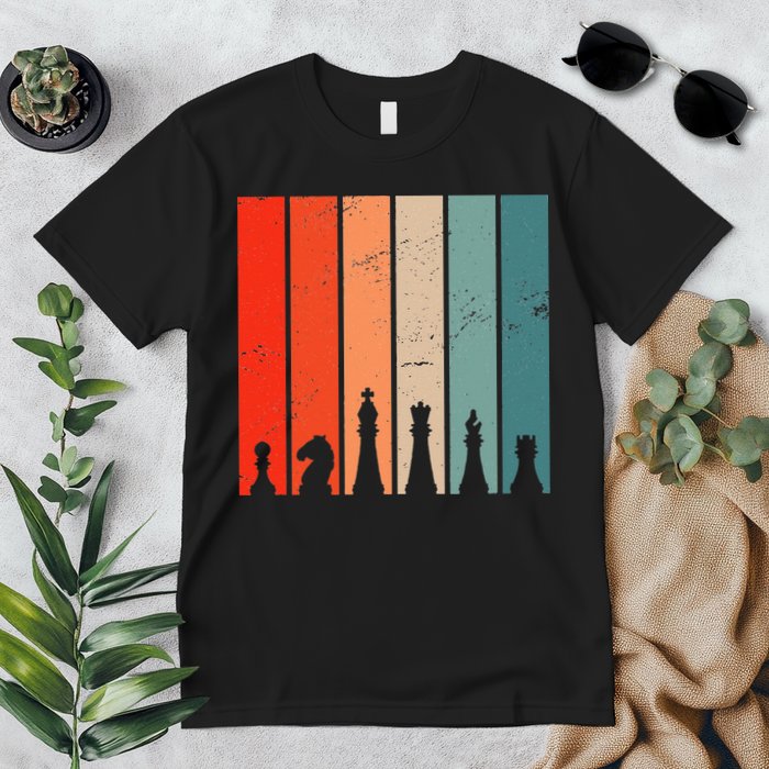 Retro Chess Chessboard Chess Character Chess Pieces Premium T-Shirt