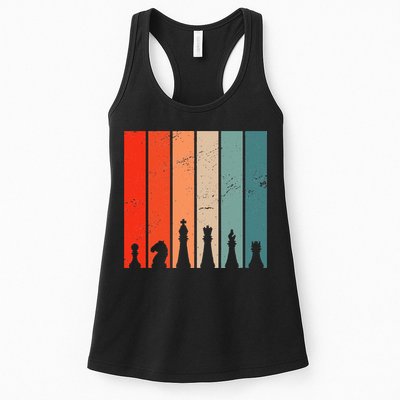 Retro Chess Chessboard Chess Character Chess Pieces Womens Tank Top