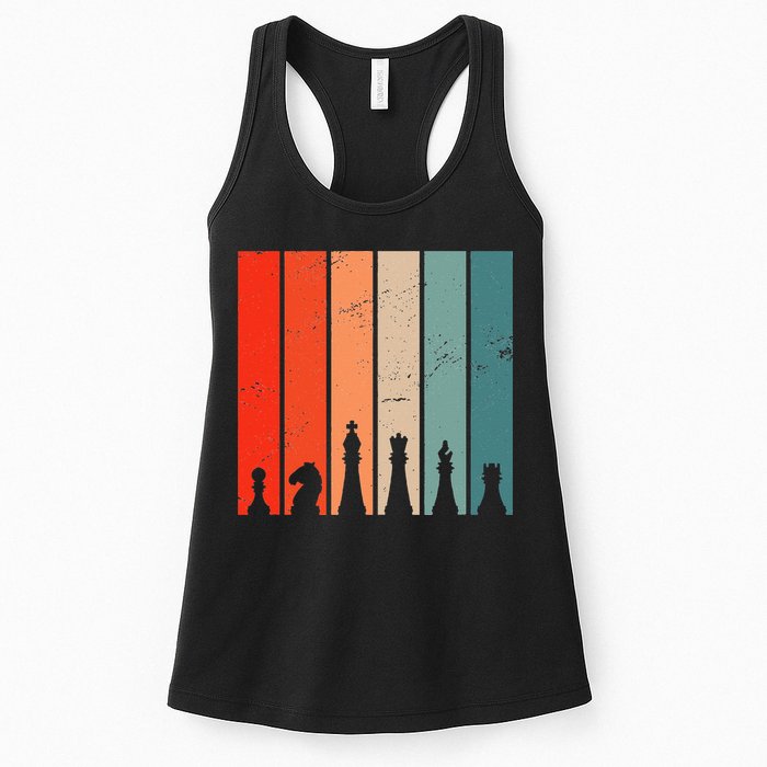 Retro Chess Chessboard Chess Character Chess Pieces Womens Tank Top