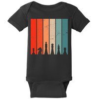 Retro Chess Chessboard Chess Character Chess Pieces Baby Bodysuit